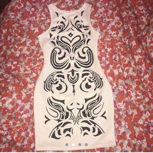 White/Black embroidered dress.
